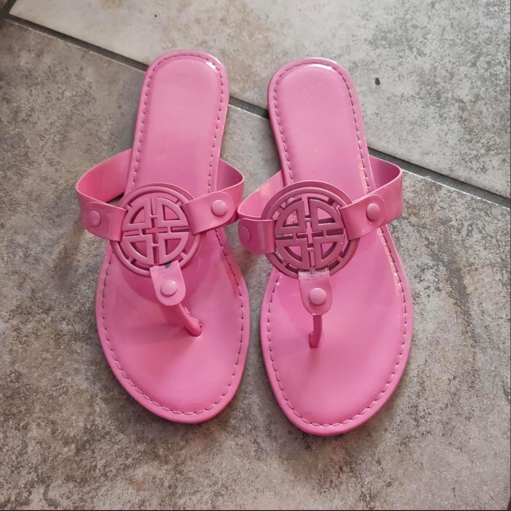 Rouge! Pink Sandals with Medallion Design